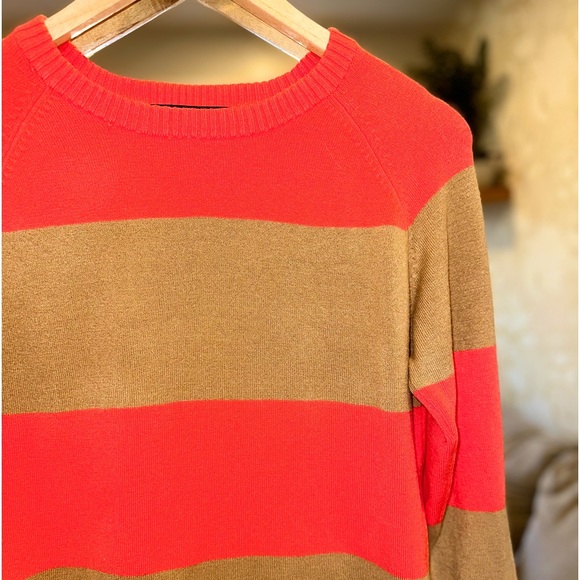 French Connection Sweater - Bright Orange & Tan - M - Picture 3 of 13